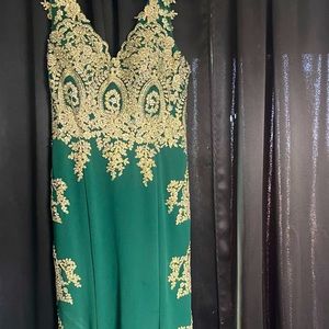Hunter green prom dress